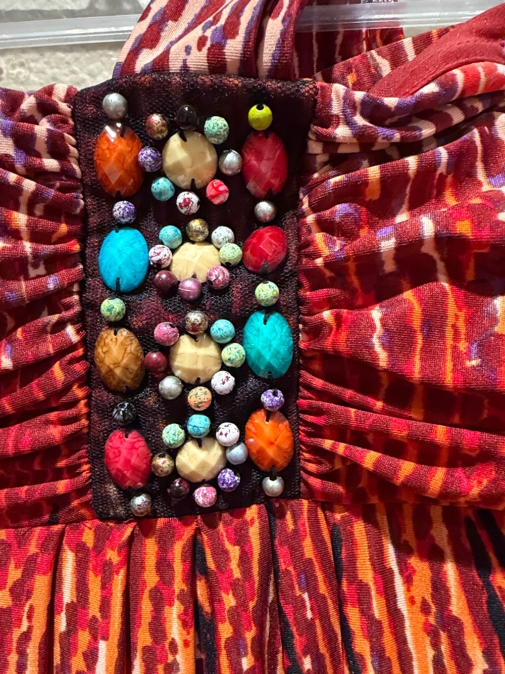 JFW Vibrant Multi-Color Halter Maxi Dress - Jeweled Bodice - Size M